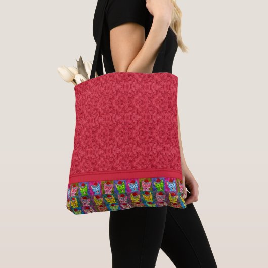 Tote Bag Joyeux Noël Chat Mignon Coloré (De près)