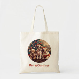 Tote Bag Joyeux Noël Chiots Pit Bull
