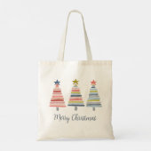 Tote Bag Joyeux Noël coloré arbres empilés (Dos)