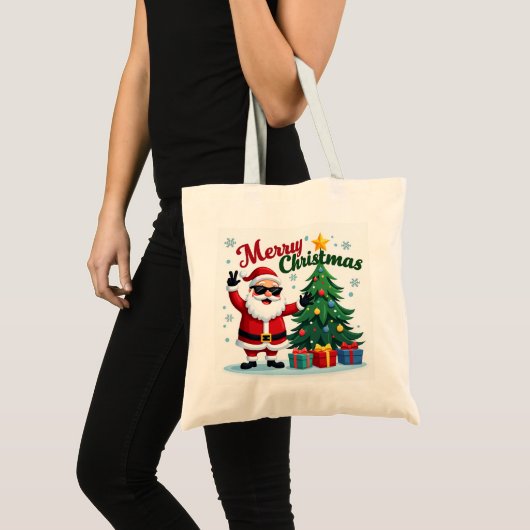 Tote Bag Joyeux Noël | Conception père Noël & Arborescence (Devant (produit))