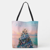 Tote Bag Joyeux Noël côtier Plage tropicale Holiday Tree (Dos)
