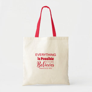 Tote Bag Joyeux Noël Croire Bible Verse Christian Red