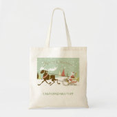 Tote Bag Joyeux Noël Et Père Noël Avec Rennes (Devant)