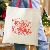 Tote Bag Joyeux Noël étoilé rouge
