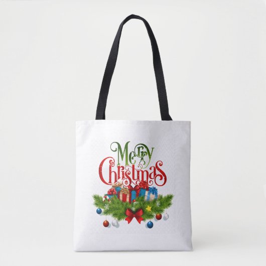 Tote Bag Joyeux Noël, festif et coloré, (Devant)