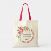 Tote Bag Joyeux Noël Floral Fleurs Bouquet & Texte 2 (Dos)