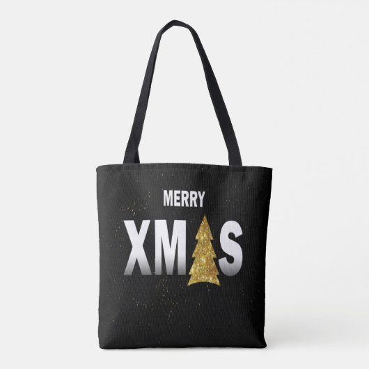 Tote Bag Joyeux Noël Gold Christmas Tree Design (Dos)
