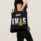 Tote Bag Joyeux Noël Gold Christmas Tree Design (De près)