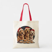 Tote Bag Joyeux Noël Golden Retriever Chiens Baking (Dos)