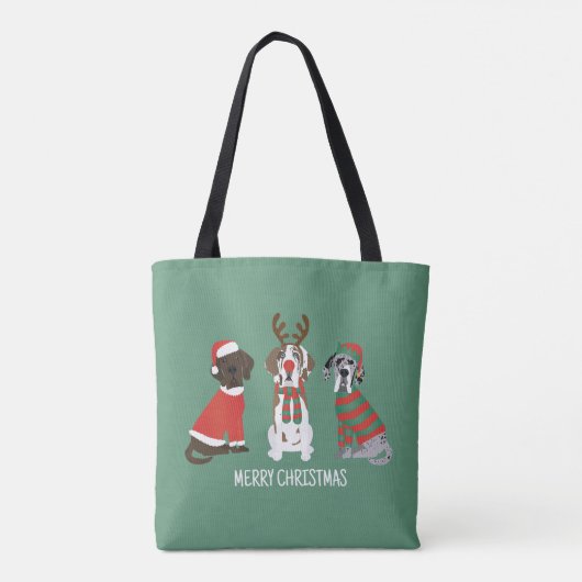 Tote Bag Joyeux Noël Grands Chiens Danois (Dos)
