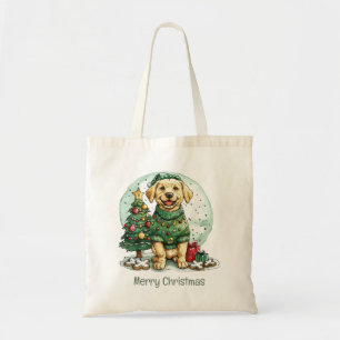 Tote Bag Joyeux Noël Jaune Labrador Retriever Chien