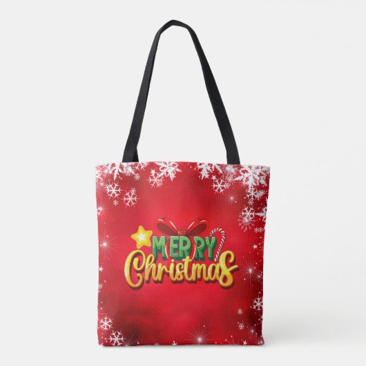 Tote Bag Joyeux Noël Joyeux Noël Joyeux Noël Rouge Vert Fun (Dos)