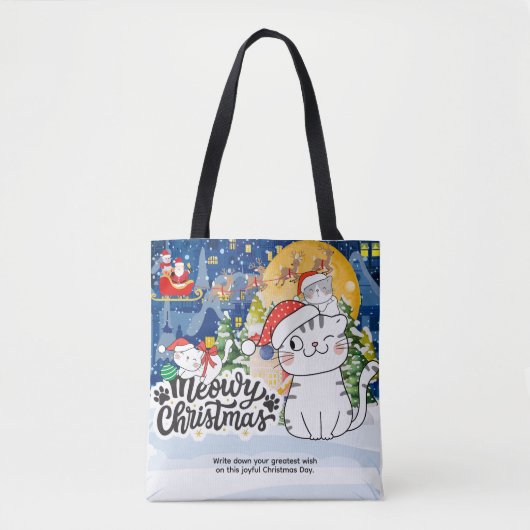 Tote Bag Joyeux Noël Miaou (Devant)