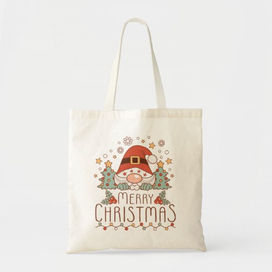 Tote Bag Joyeux Noël mignon Festif Whimsical Père Noël (Devant)
