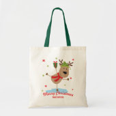 Tote Bag Joyeux Noël mignon Reinder de vacances Personnalis (Devant)