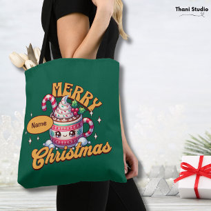 Tote Bag Joyeux Noël mignonne Chocolat chaud Famille de Mug