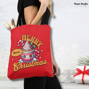 Tote Bag Joyeux Noël mignonne Chocolat chaud Famille de Mug