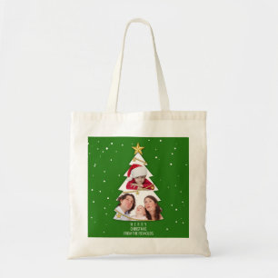 Tote Bag Joyeux Noël moderne arbre photo Collage vert