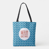 Tote Bag Joyeux Noël Motif sans couture Texture bleue (Dos)