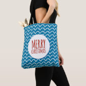 Tote Bag Joyeux Noël Motif sans couture Texture bleue (De près)