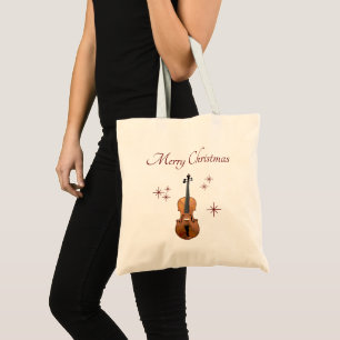 Tote Bag Joyeux Noël Musical Snowflakes Violon