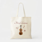 Tote Bag Joyeux Noël Musical Snowflakes Violon (Devant)