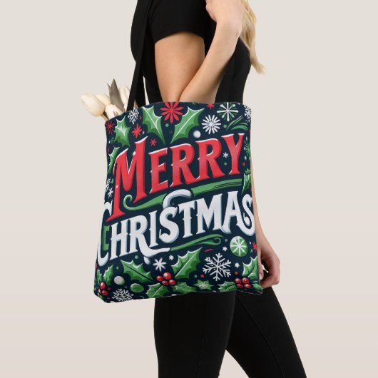 Tote Bag Joyeux Noël noir (De près)