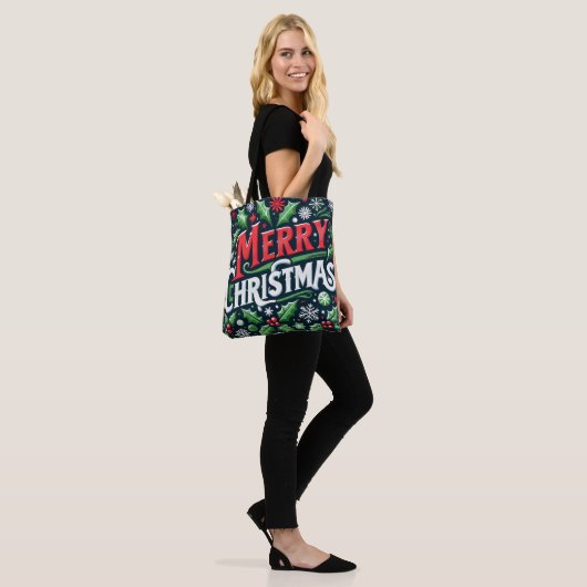 Tote Bag Joyeux Noël noir (Sur le modèle)
