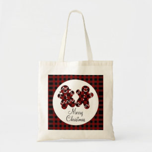Tote Bag Joyeux Noël Pain d'épices rouge et noir