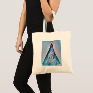 Tote Bag Joyeux Noël Painterly Tree Joyeuses Fêtes