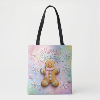 Tote Bag Joyeux Noël Pâtisserie Gingerbread Flocons de Neig