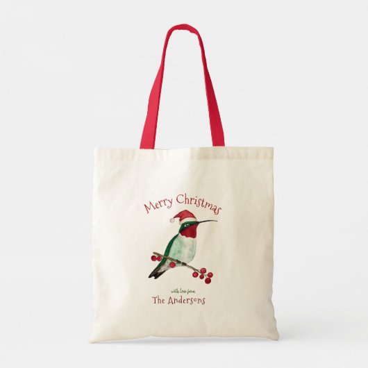Tote Bag Joyeux Noël personnalisé Père Noël Hummingbird (Dos)