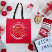 Tote Bag Joyeux Noël personnalisé rouge