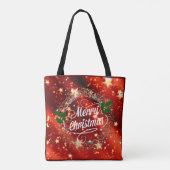 Tote Bag Joyeux Noël pétillant et parties scintillant rouge (Dos)