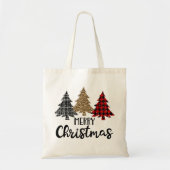 Tote Bag Joyeux Noël Plaid Arbres de Noël (Devant)