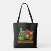 Tote Bag Joyeux Noël près de la cheminée bonfire xmas arbre (Dos)