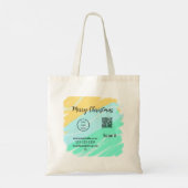 Tote Bag Joyeux Noël QR code entreprise jaune vert eau (Dos)