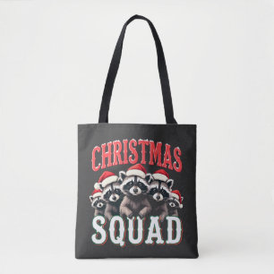 Tote Bag Joyeux Noël Raccoon Santa Hat Amateurs