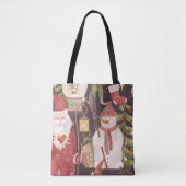 Tote Bag Joyeux Noël rétro Vintage Père Noël (Devant)