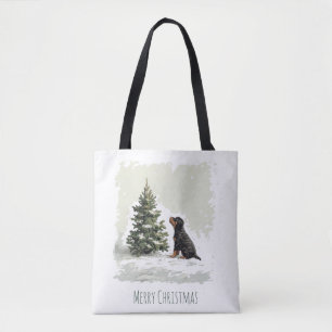 Tote Bag Joyeux Noël Rottweiler Chien Arbre de Noël