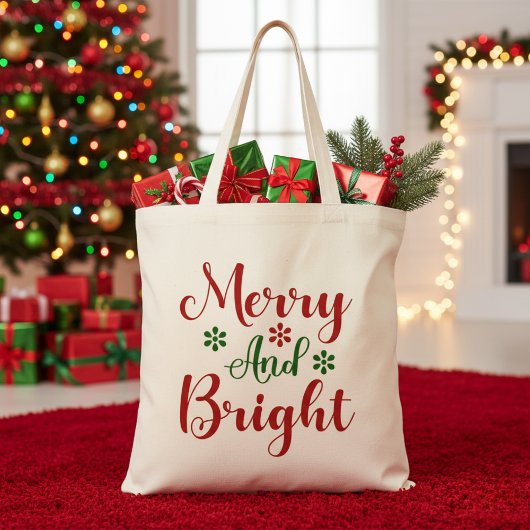 Tote Bag Joyeux Noël rouge et vert
