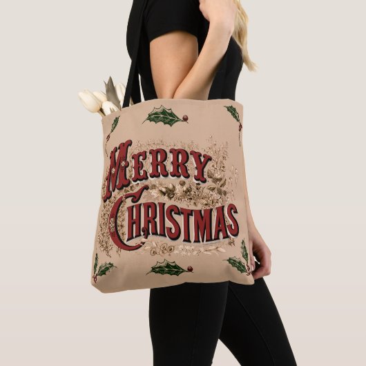 Tote Bag Joyeux Noël rustique 1876 (De près)