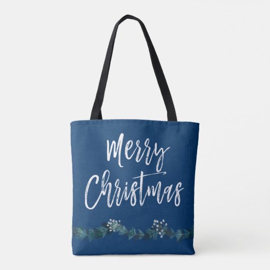 Tote Bag Joyeux Noël Script bleu Noël (Dos)
