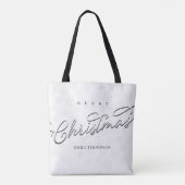 Tote Bag Joyeux Noël Script Silver Flake personnalisé (Dos)