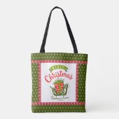 Tote Bag Joyeux Noël Sleigh Festif Rouge Green Snowflake (Dos)