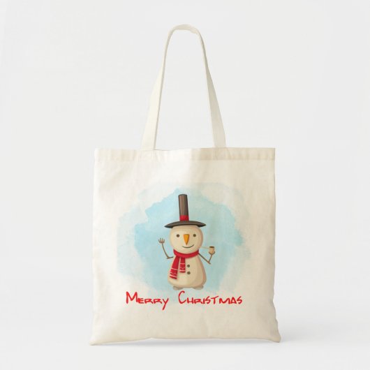 Tote Bag Joyeux Noël Snowman Agitant Et Souriant (Devant)