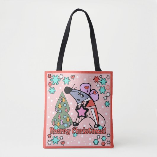 Tote Bag Joyeux Noël Symbole du Nouvel An Souris Caricature (Devant)