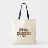 Tote Bag Joyeux Noël Typographie Festive (Devant)