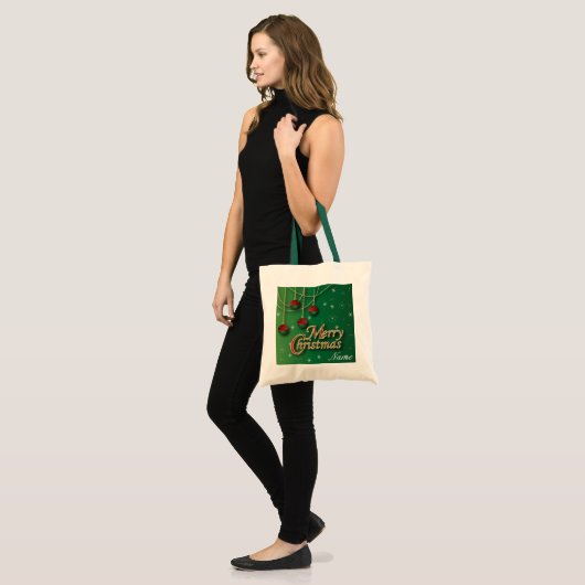 Tote Bag Joyeux Noël vert clair (Devant (modèle))