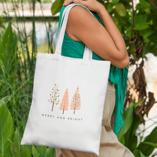 Tote Bag Joyeux Nordique Et Petit Arbre De Noël Lumineux